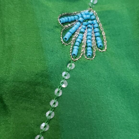 🔹️NWT Free People Green & Turquoise Silk & Sequin Sleeveless Top Size 2 - Picture 8 of 14